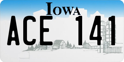 IA license plate ACE141
