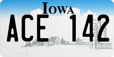 IA license plate ACE142