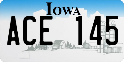IA license plate ACE145