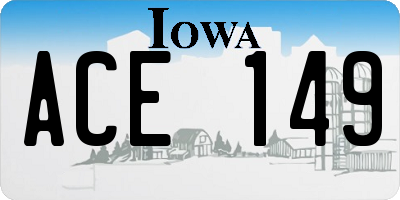 IA license plate ACE149