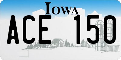 IA license plate ACE150