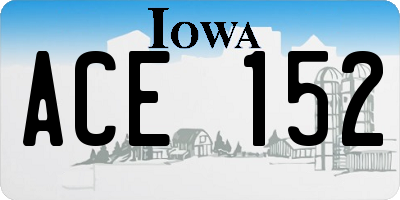 IA license plate ACE152