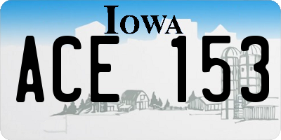 IA license plate ACE153