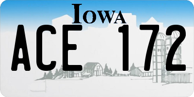 IA license plate ACE172