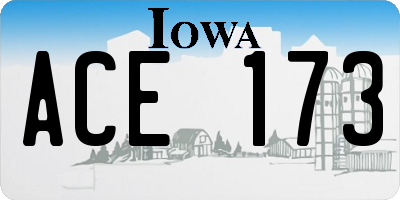 IA license plate ACE173