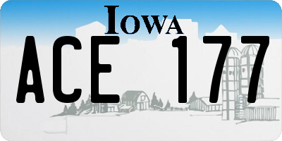 IA license plate ACE177