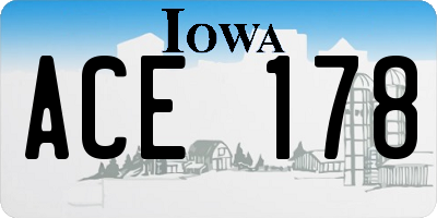 IA license plate ACE178