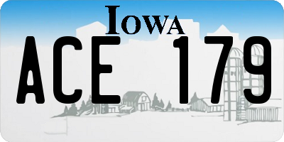 IA license plate ACE179