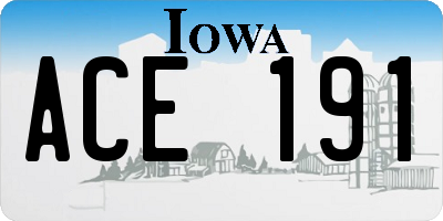 IA license plate ACE191