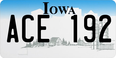 IA license plate ACE192