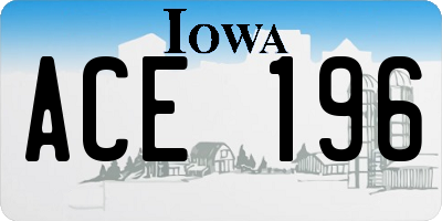 IA license plate ACE196