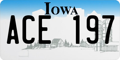 IA license plate ACE197