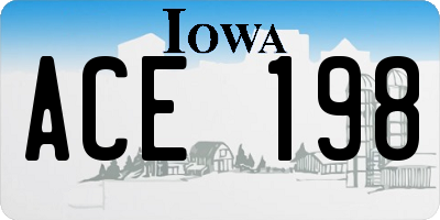 IA license plate ACE198