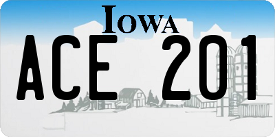 IA license plate ACE201