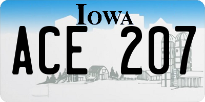 IA license plate ACE207