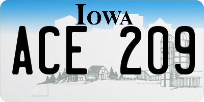 IA license plate ACE209