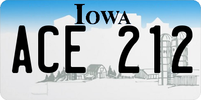 IA license plate ACE212