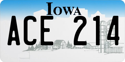 IA license plate ACE214
