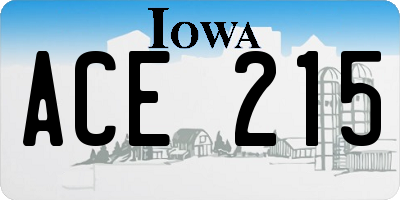 IA license plate ACE215