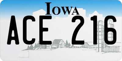 IA license plate ACE216