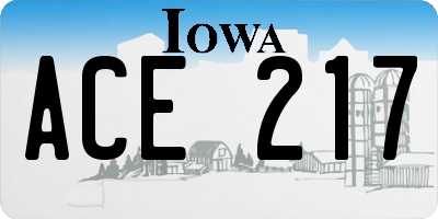 IA license plate ACE217