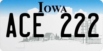 IA license plate ACE222