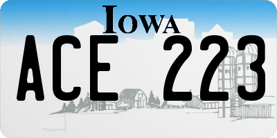 IA license plate ACE223