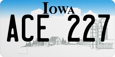 IA license plate ACE227