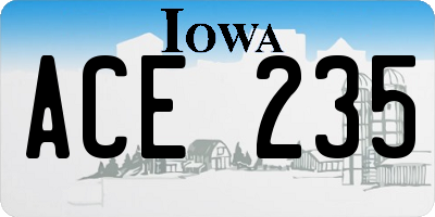 IA license plate ACE235