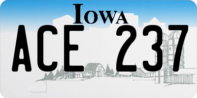 IA license plate ACE237