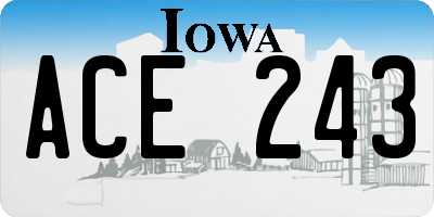 IA license plate ACE243