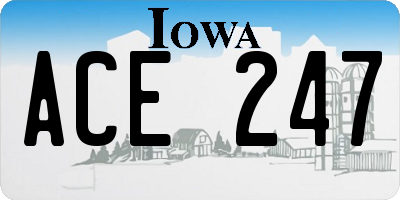 IA license plate ACE247