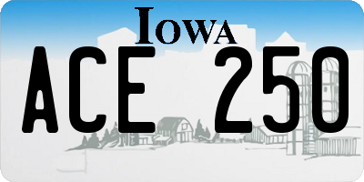 IA license plate ACE250