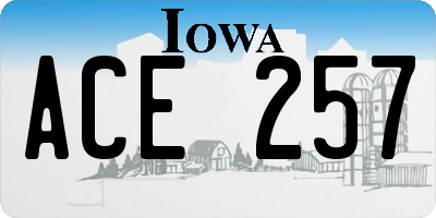 IA license plate ACE257