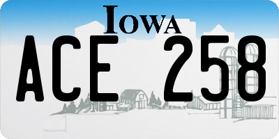 IA license plate ACE258