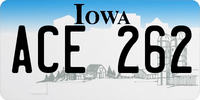 IA license plate ACE262