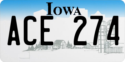 IA license plate ACE274