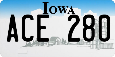 IA license plate ACE280