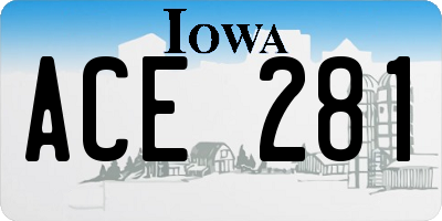 IA license plate ACE281