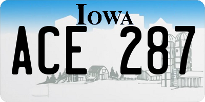 IA license plate ACE287