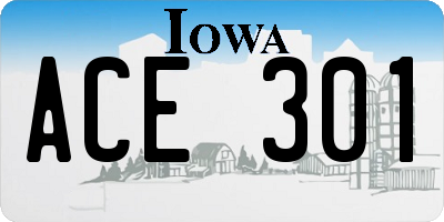 IA license plate ACE301