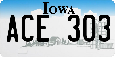 IA license plate ACE303