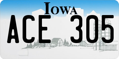 IA license plate ACE305