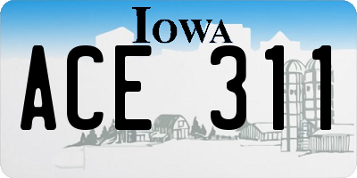IA license plate ACE311