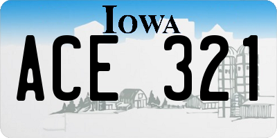 IA license plate ACE321