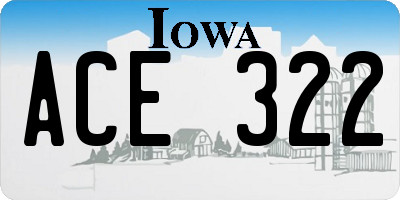 IA license plate ACE322