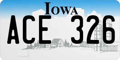 IA license plate ACE326
