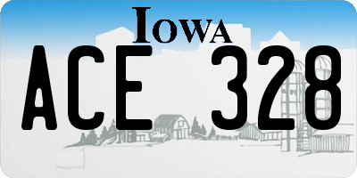 IA license plate ACE328