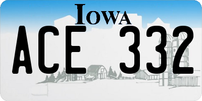 IA license plate ACE332