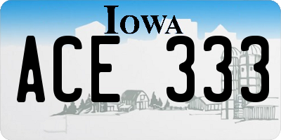 IA license plate ACE333